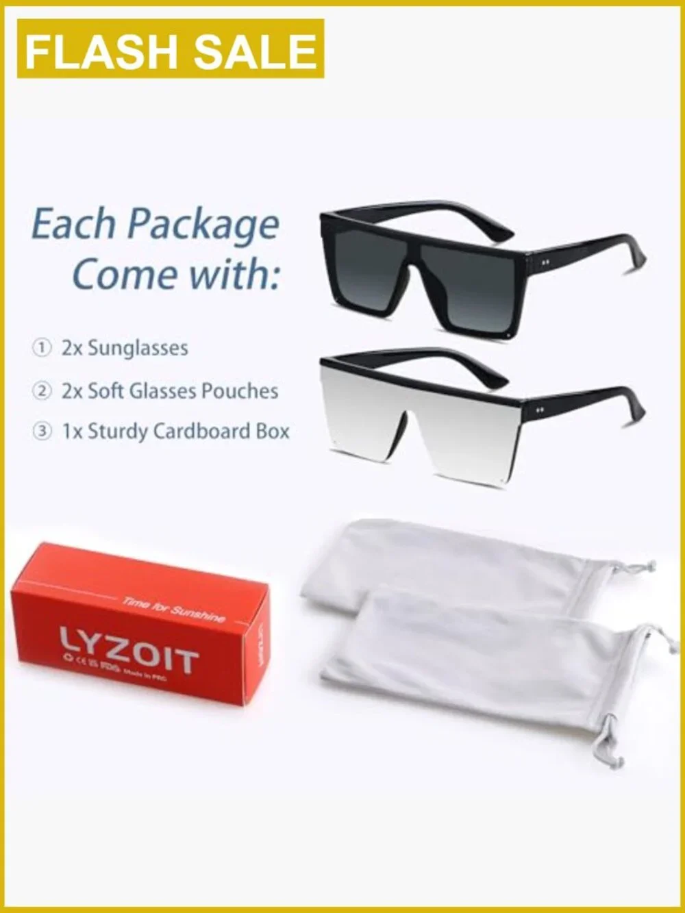 Oversized Square Flat Top Shield Sunglasses Large UV Protection Unisex